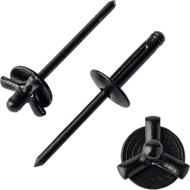 ISPINNER 50pcs 3/16" x 1" Large Head Tri-Fold Exploding Aluminum Pop Rivets (Black) - Image 1